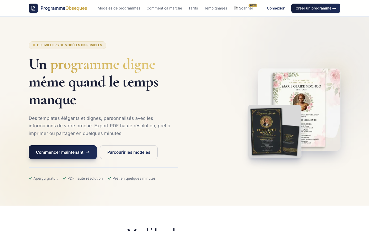 Programme Obsèques